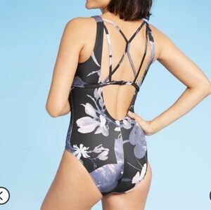 All In Motion cross back floral 1 piece swim suit